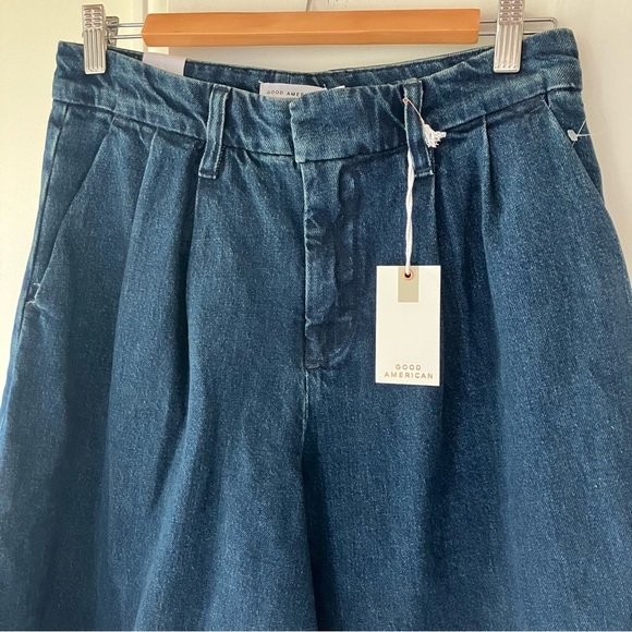 NWT Good American 90S PLEATED DENIM TROUSERS Indigo724 - Picture 5 of 11